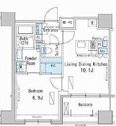 ParkAxis茅場町 1LDKの間取図画像