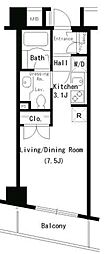 パークアクシス銀座イースト 1Kの間取図画像