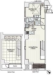 カスタリア八丁堀 2LDKの間取図画像