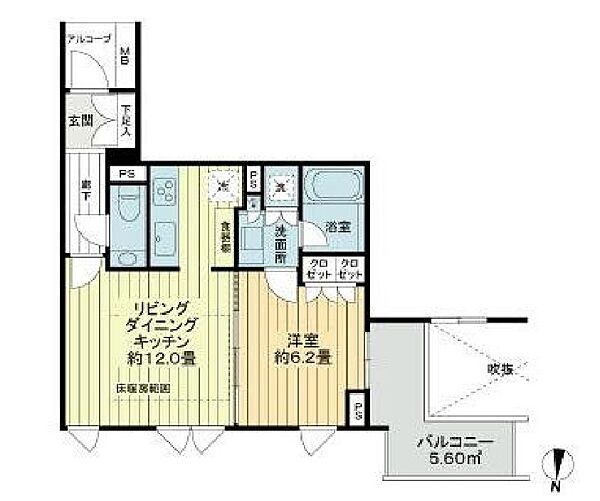 ルフォン御殿山 408｜東京都品川区北品川３丁目(賃貸マンション1LDK・4階・44.81㎡)の写真 その2