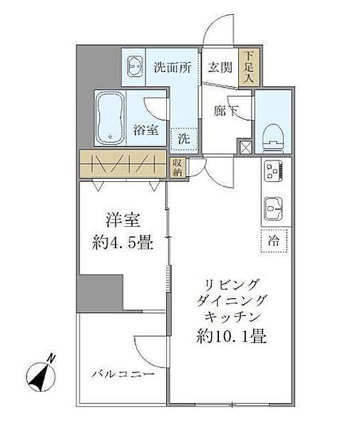 パインステージ白金高輪 502｜東京都港区高輪１丁目(賃貸マンション1LDK・5階・37.44㎡)の写真 その2