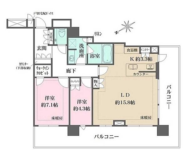 ザ・パークハウス戸越公園タワー 2105｜東京都品川区戸越５丁目(賃貸マンション2LDK・21階・73.97㎡)の写真 その2