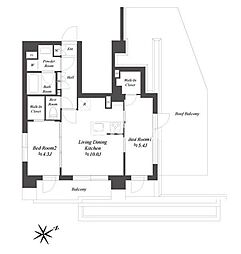 ブランシエスタ品川大井町パークエッジ 2LDKの間取図画像