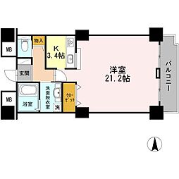 品川シーサイドビュータワーII 3階1Kの間取り