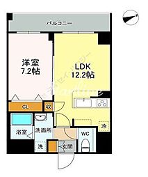 ＬＡＳＡ大崎V 2階1LDKの間取り