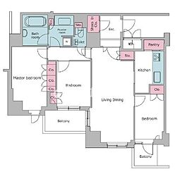 レジディアタワー目黒不動前 3LDKの間取図画像