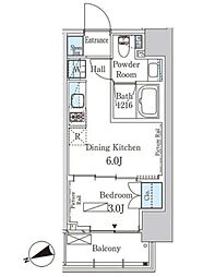 パークアクシス芝浦キャナル 1DKの間取図画像