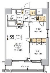 リビオメゾン芝浦 2LDKの間取図画像