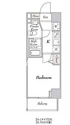 ミリアレジデンス大崎 1Kの間取図画像