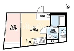 品川区平塚2丁目マンション 1DKの間取図画像