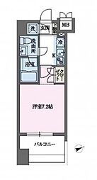 パシフィックレジデンス芝一丁目 1Kの間取図画像