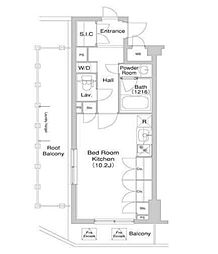 コンフォリア目黒長者丸 ワンルームの間取図画像