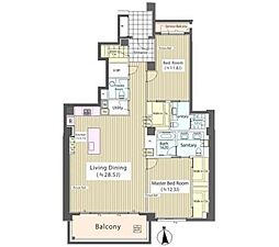 ガーデン高輪 2LDKの間取図画像