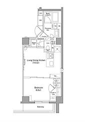 ザ・パークハビオ目黒フォート 1LDKの間取図画像