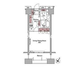 パークアクシス白金台 ワンルームの間取図画像