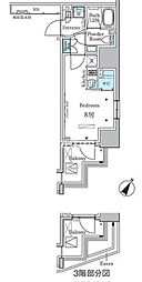 ラテスト白金台 ワンルームの間取図画像