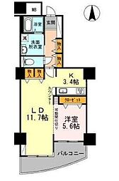 品川シーサイドビュータワー2 1LDKの間取図画像
