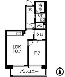 アクティ目黒駅前1号棟 2LDKの間取図画像