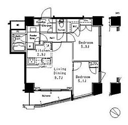 MFPR目黒タワー 2LDKの間取図画像