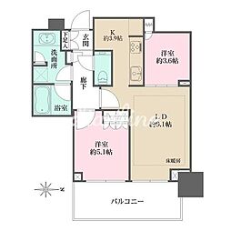 大崎ステーションレジデンス 2LDKの間取図画像