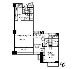 パークアクシス南麻布 2LDKの間取図画像