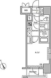 レジディア広尾2 1Kの間取図画像