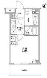 フレアージュ白金台 1Kの間取図画像