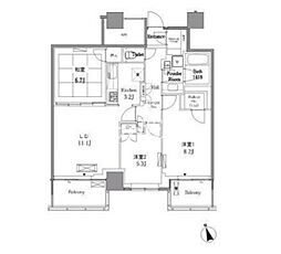 レジディアタワー目黒不動前 3LDKの間取図画像