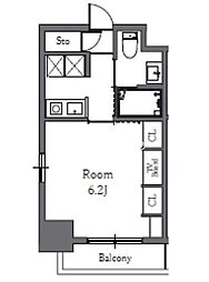 TOTSURESIDENCESHIBA 1Kの間取図画像