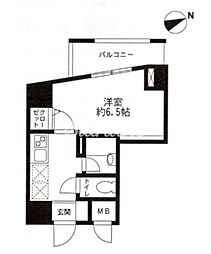 レジディア東品川 1Kの間取図画像
