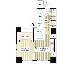 PlatinumView白金台 1DKの間取図画像