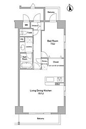 ラクラス麻布十番 1LDKの間取図画像