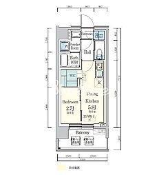 デュオフラッツ東品川 -OTO- 1DKの間取図画像