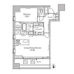 ザ・パークハビオ白金高輪 1LDKの間取図画像