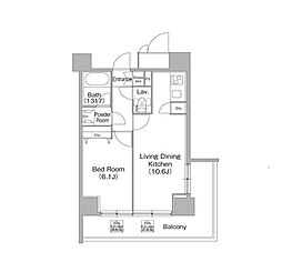 コンフォリア白金高輪 1LDKの間取図画像