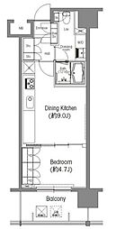 BPRレジデンス三田伊皿子坂 1DKの間取図画像