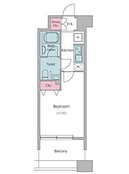 レジディア島津山 1Kの間取図画像
