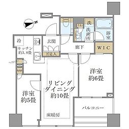 白金ザ・スカイ東棟 2LDKの間取図画像