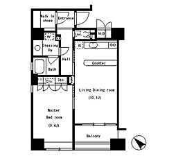 パークアクシス南麻布 1LDKの間取図画像