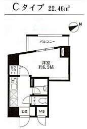 レジディア東品川 1Kの間取図画像