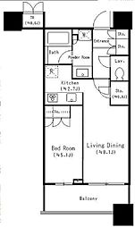 パークタワーグランスカイ 1LDKの間取図画像