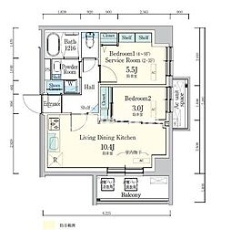 デュオフラッツ東品川 -OTO- 2LDKの間取図画像