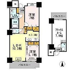 品川シーサイドビュータワー1 2LDKの間取図画像