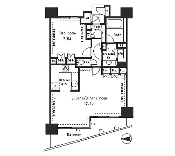 パークアクシス四谷ステージ 1206｜東京都新宿区四谷４丁目(賃貸マンション1LDK・12階・65.06㎡)の写真 その2