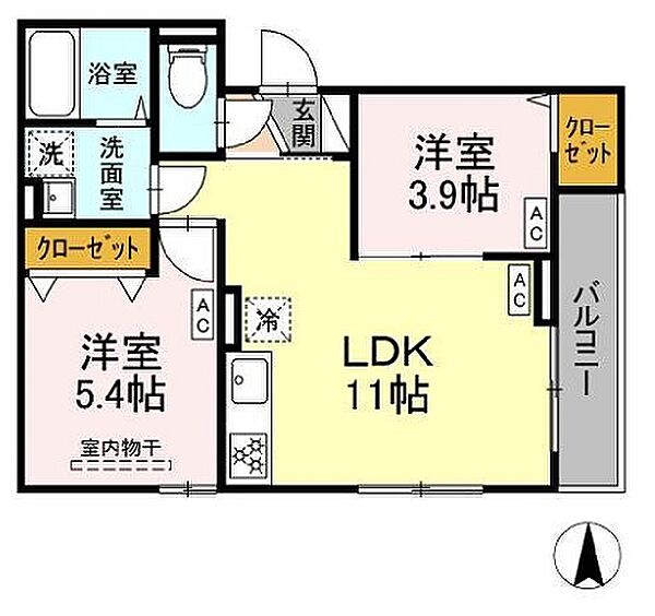 グラナーデ東尾久II 303｜東京都荒川区東尾久４丁目(賃貸アパート2LDK・3階・44.08㎡)の写真 その2