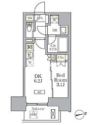 ザ・ライオンズフォーシア文京湯島 1DKの間取図画像