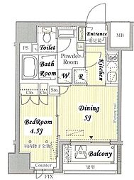 セレニティー神田 3階1DKの間取り