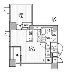 東神田テラスレジデンス 10階1LDKの間取り
