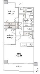 ルミークアン本郷 8階2LDKの間取り