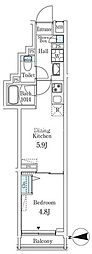 クレアティフ文京千駄木 1DKの間取図画像